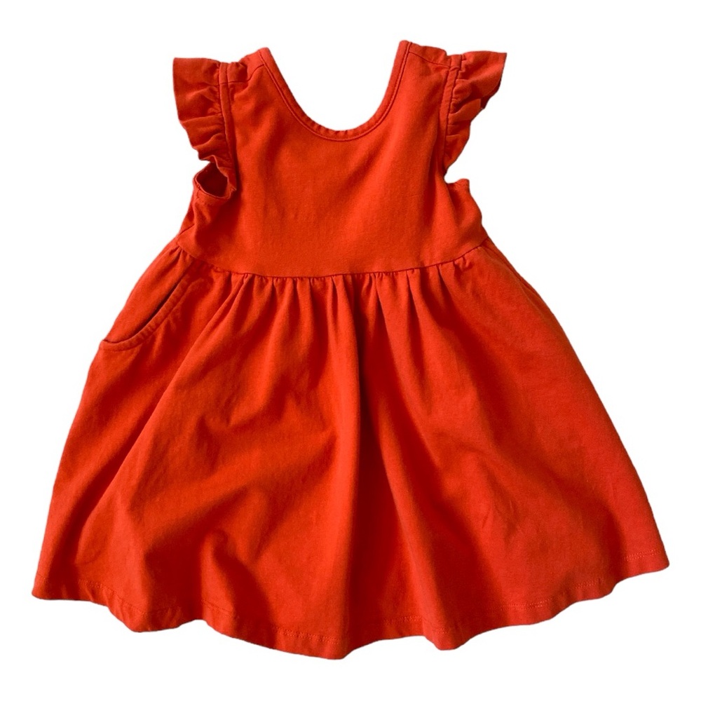 HANNA ANDERSSON Dress Ruffle Skirt Twirl Pink Orange Sleeveless Top Skirt